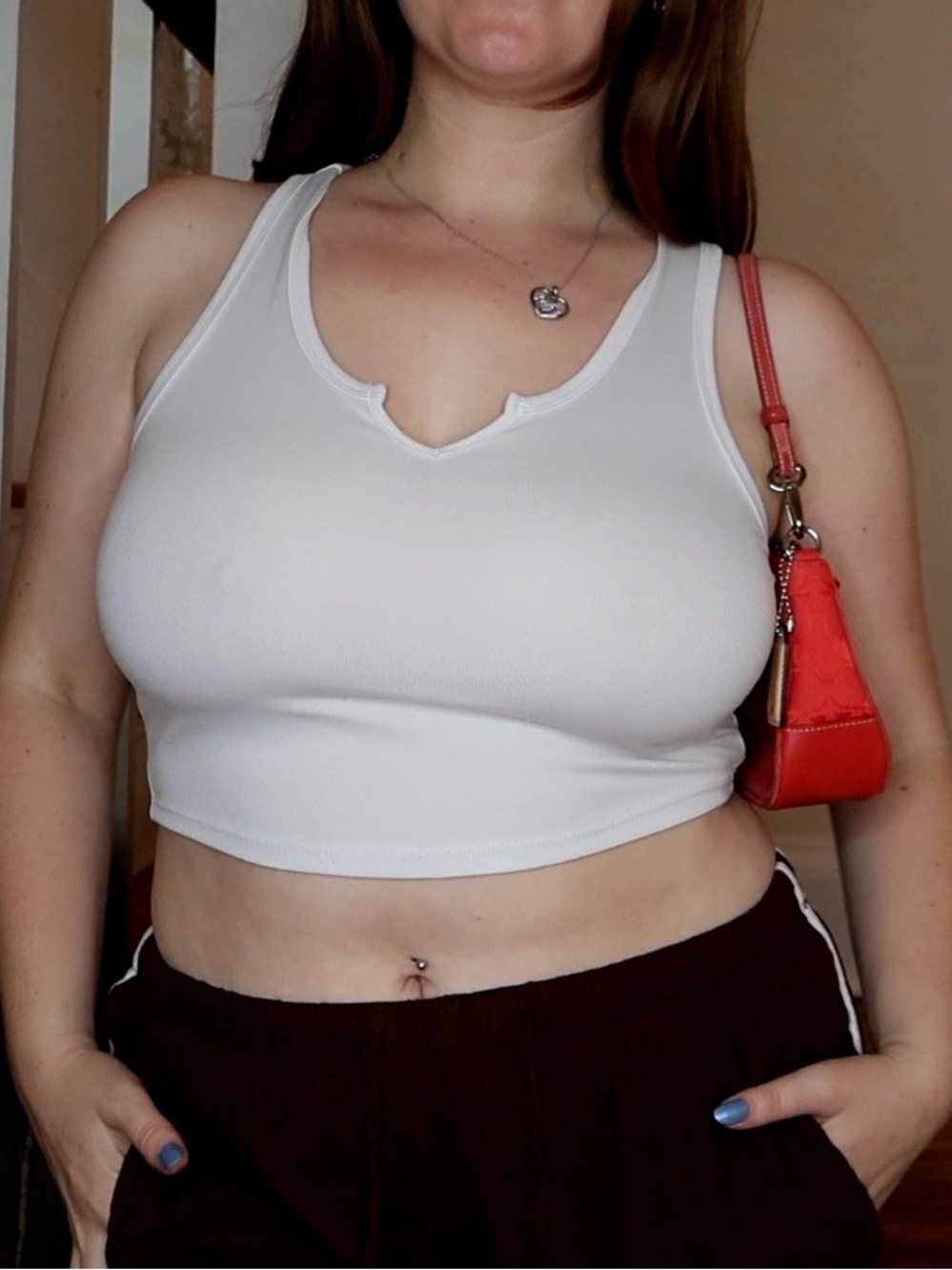 White Notch Tank Crop Top - Women